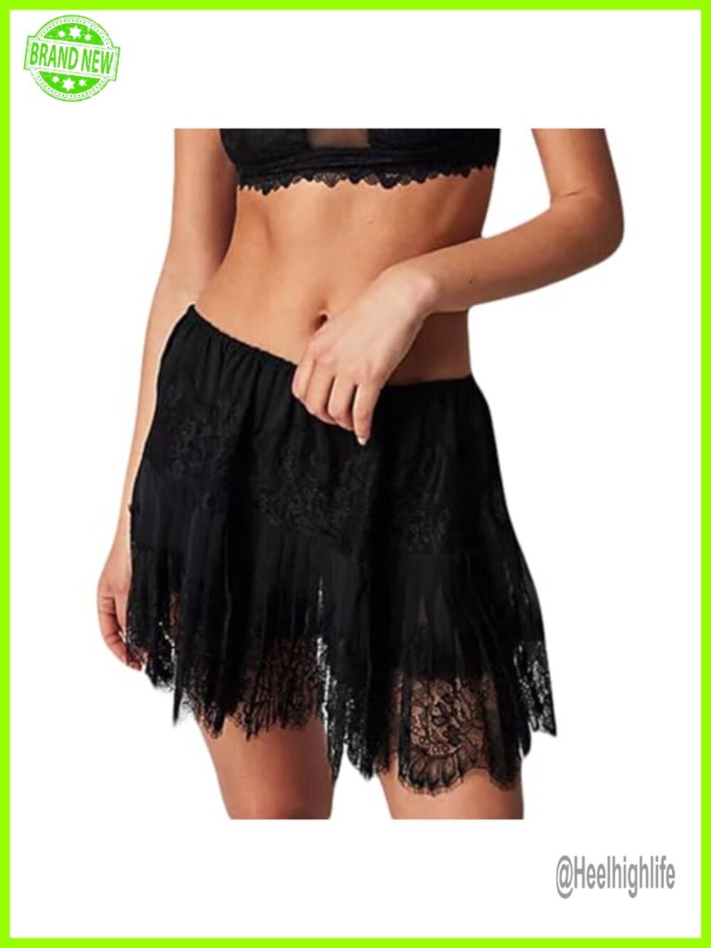 Lace Mini Skirt Low Rise Half Slip Layered Pleated Flowy